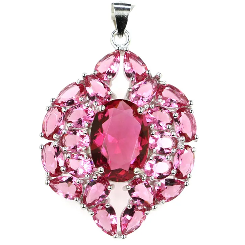 

Buy 4 Get 1 Free 40x27mm 5.6g Real 925 Solid Sterling Silver Pendant Pink Tourmaline Violet Tanzanite London Blue Topaz