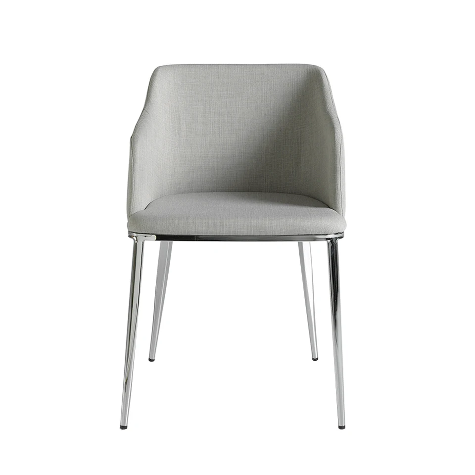 Chair 4050 Angel Cerdá-dining chair upholstered fabric and legs structure in chrome stainless steel.