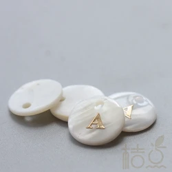 DIY Supply-Natural Shell with Gold Color Alphabet Finding - Alphabet - Letter - Round 11mm (G44)