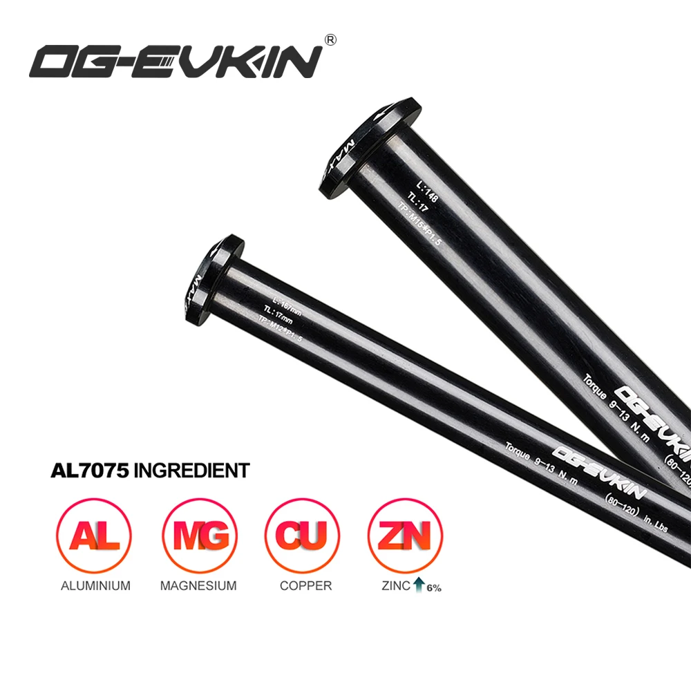 OG-EVKIN QR-003 MTB Bike Front Hubs Skewer 15x100 Rear 12x142mm Bicycle Shaft M15/12 15*100 12*142 For Fork Thru Axle Disc Brake