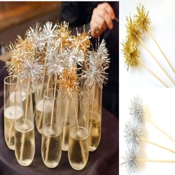 6pcs/36pc Tinsel Drink Stirrers Tinsel Cake Pop Sticks Silver Tinsel  Gold Tinsel  Metallic Drink Stirs  Metallic Bar Cart Decor