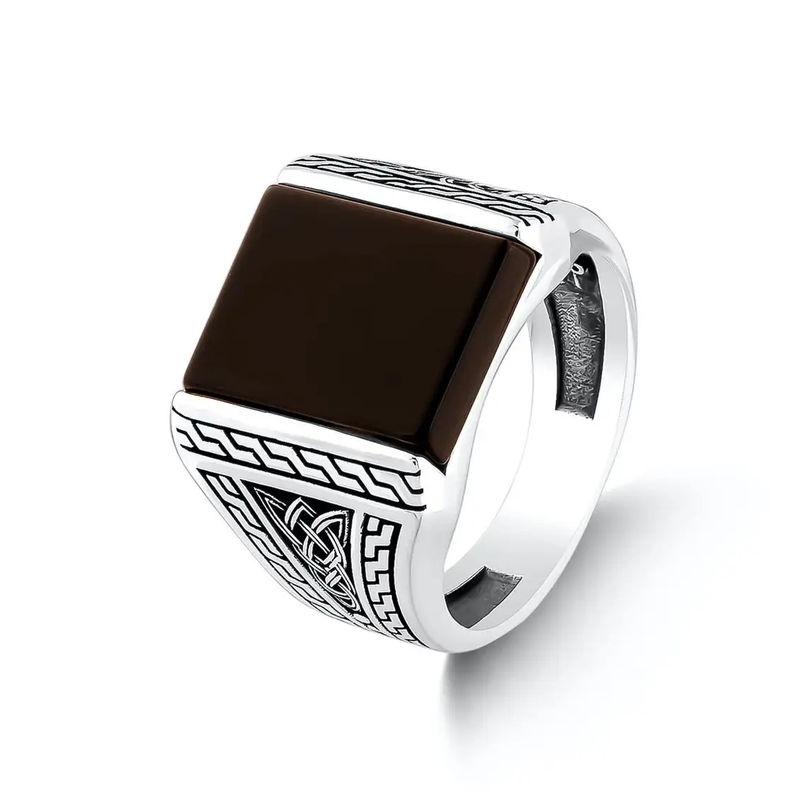 

Classic silver ring rectangle black onyx stone silver men ring solid 925 sterling silver handmade accessories Biker gift for her