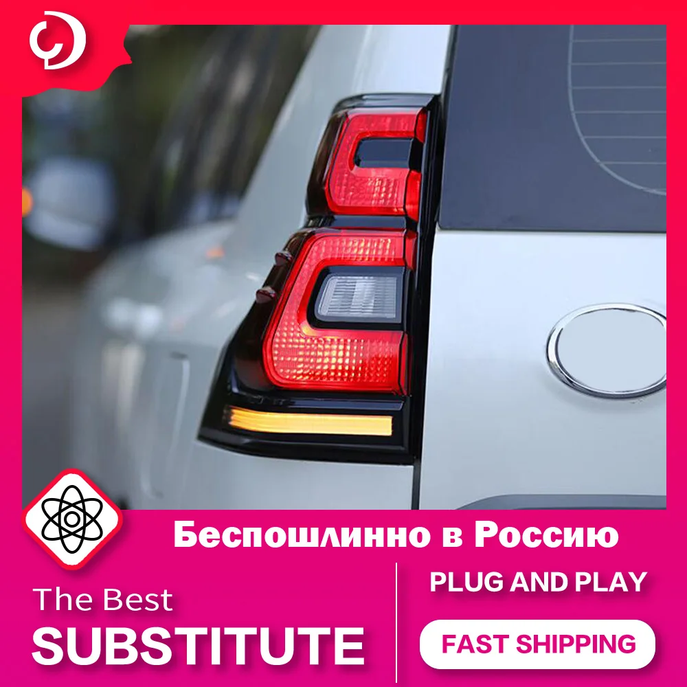 AKD Car Styling Taillights for Toyota Prado 2010-2020 LED DRL Running Turn Signal Rear Reverse Brake Light Replacement