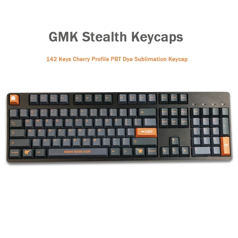 142 Keys GMK Stealth Keycaps Cherry Profile PBT Dye Sublimation Mechanical Keyboard Keycap For MX Switch With 1.75U 2U Shift