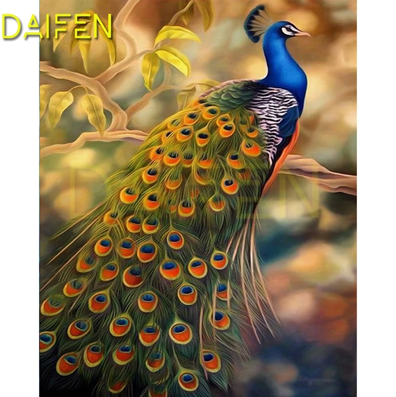 DIY 3D Diamond mosaic peacock Full Round Diamond embroidery Cross stitch Crown bird Full Square Diamond painting Peacock feather