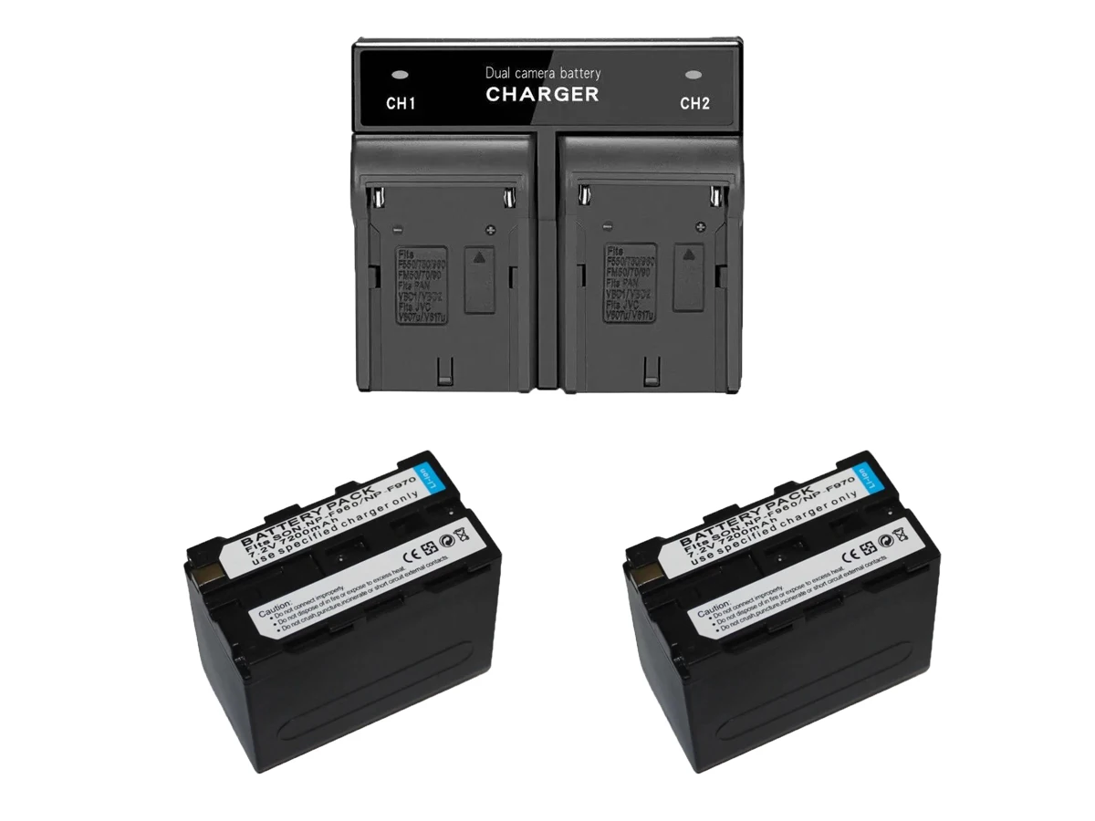 2 battery Np-f960/Np-f970 Para Câmera Iluminador Led + charger Duplo