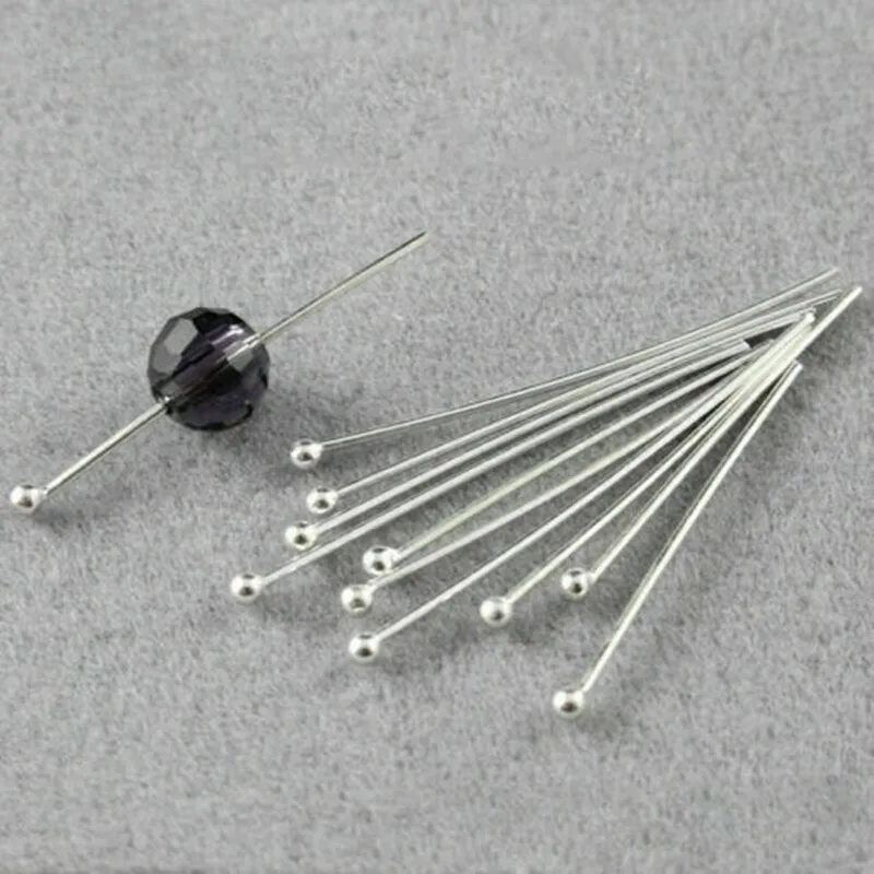 LINSOIR 100pcs/lot Ball Head Pins For Jewelry Making Length 20 25 30 40 50 mm Rhodium Color Diy Pins Findings Dia 0.5mm