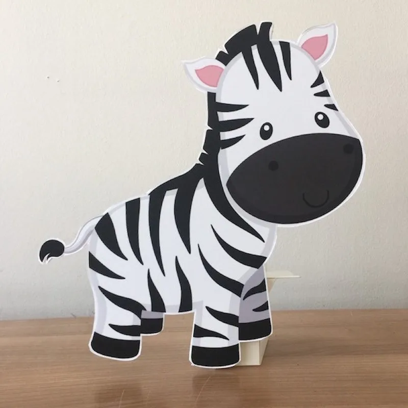 Baby Zebra Foam-board Cutout Standee with Cardboard Stand Birthday Party Decoration Kids Safari Party Supplies Concept Party