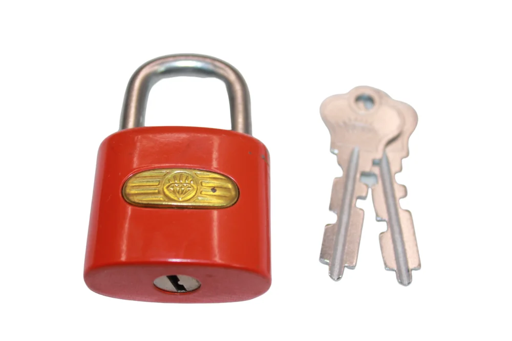 Diamond Brand Vintage Padlock Lock w/ 2 Key Red Original