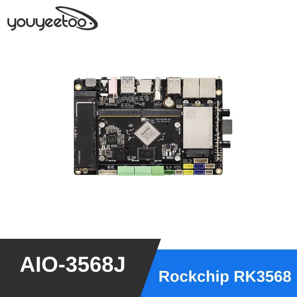 

Youyeetoo AIO-3568J Rockchip RK3568 Development Board 4GB+32GB Quad-Core High-Performance AI WiFi 6 SBC for IOT Smart NVR