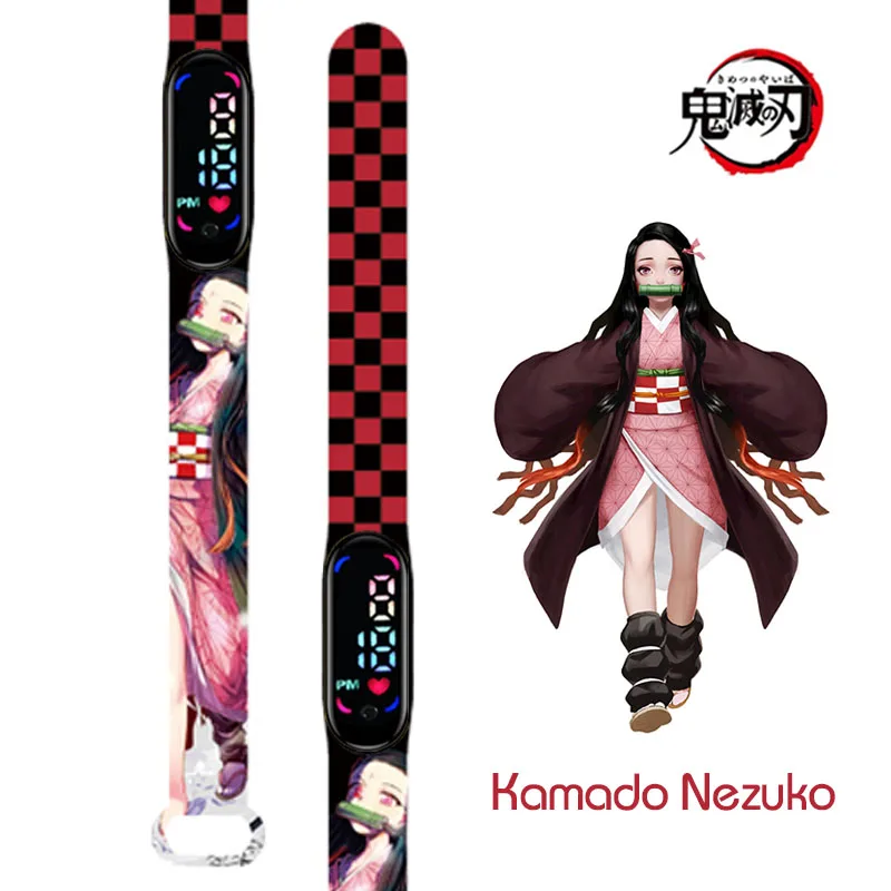 Demon Slayer Watch Band Tanjirou Nezuko Silicone Printing Strap Anime Large Display Digital Watchs Couple Bracelet Student Gift