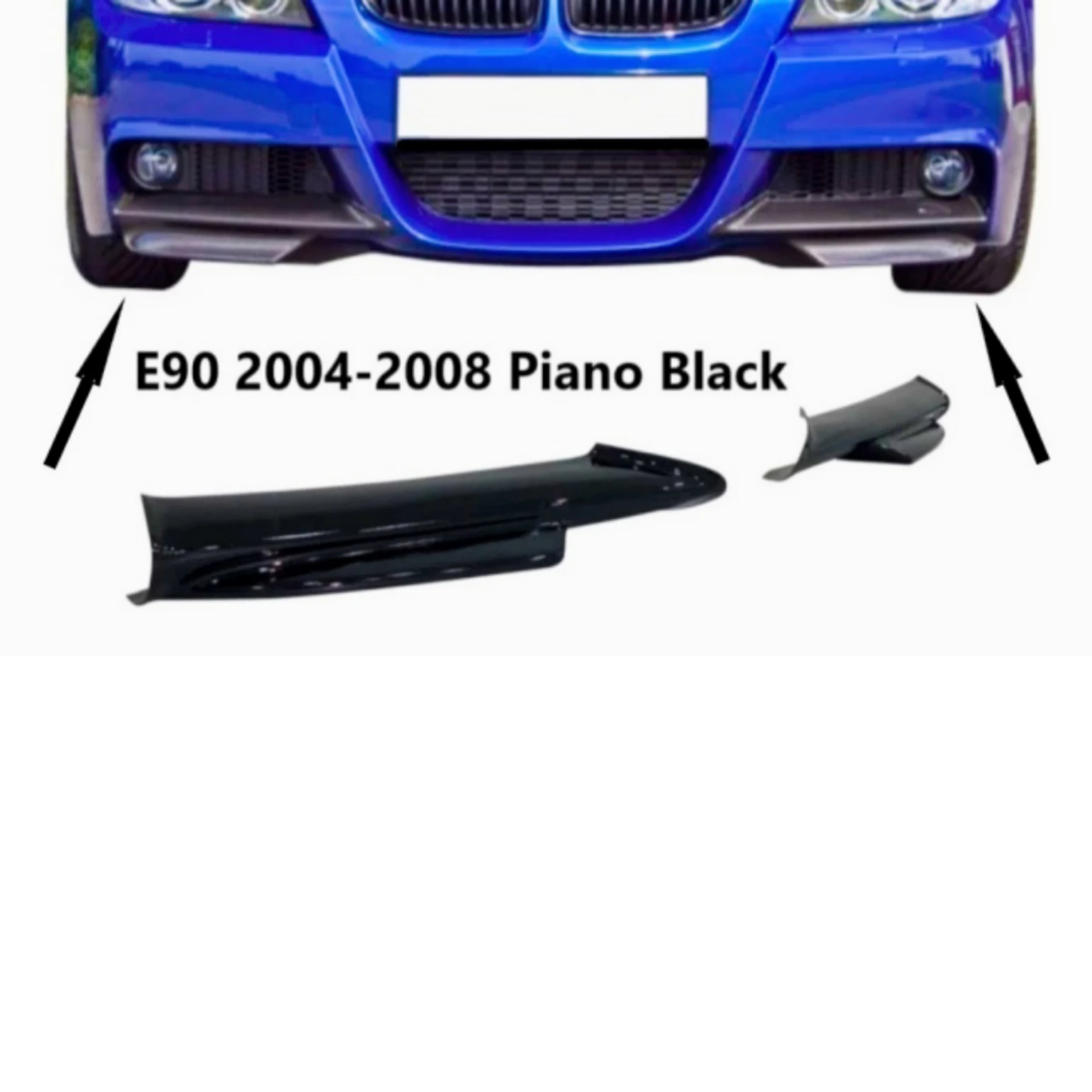 For BMW E90 M-Tech 3 Series 2004 2005 2006 2007 2008 Pre-PRETAMPON Splitter Flap Corner Piano Black Glossy Black Black Car accessories