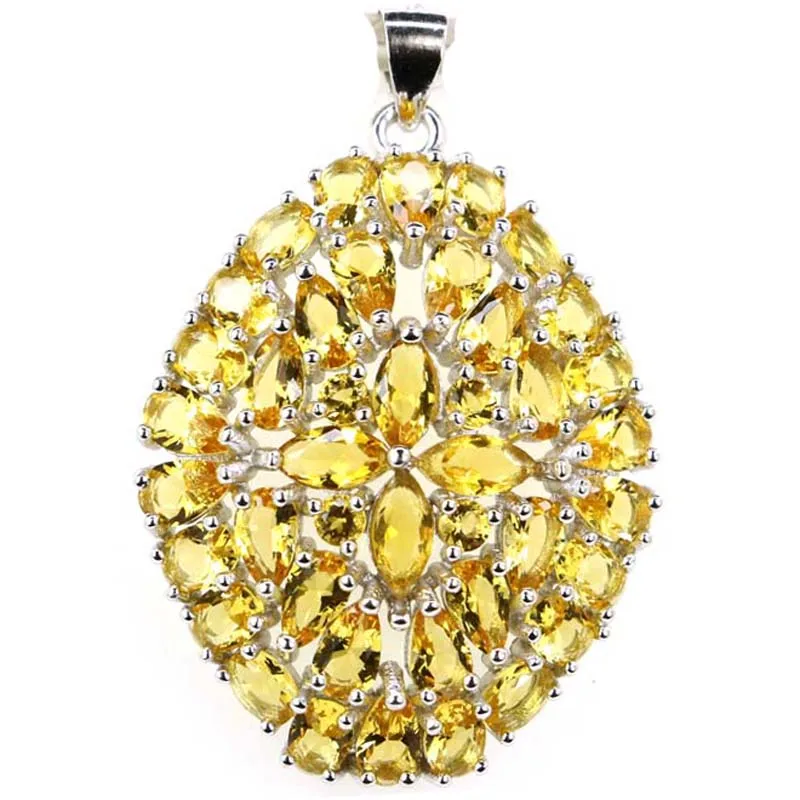 

36x25mm Big European Design 4.7g Golden Citrine Pink Tourmaline Violet Tanzanite Eye Catching 925 Solid Sterling Silver Pendant