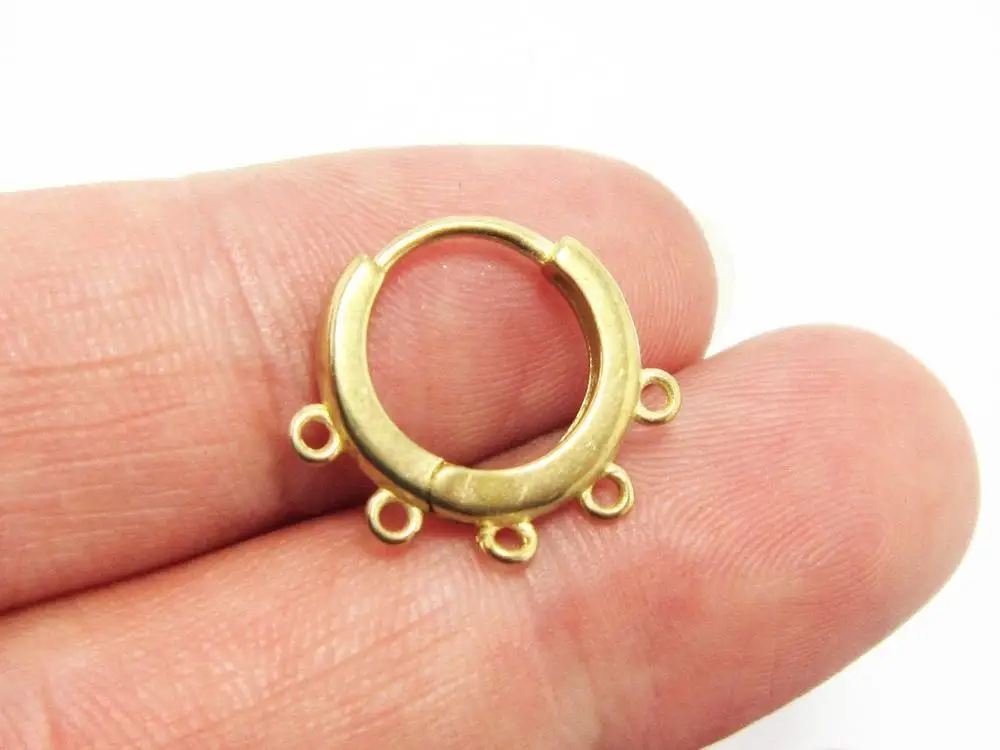 

10pcs Round Brass Hoops, Leverback Earrings, Brass Earring Connector, 5 loops, 17.2x14.8mm, Jewelry Supplies -R266