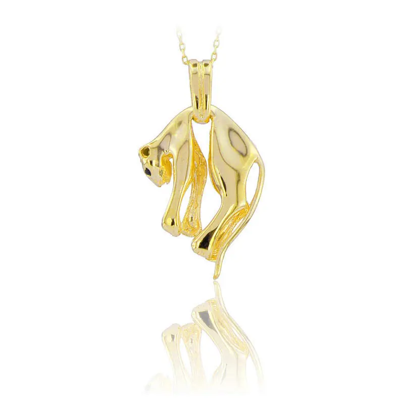 Gold Plated Panther Charm 925 Sterling Silver Safari Lover Necklace Lion Trendy Fine Jewelry for Women Fashion Animal Pendant