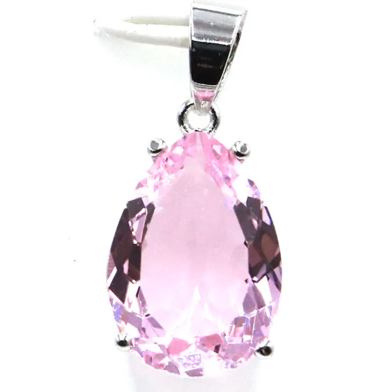 Buy 4 Get 1 Free 27x13mm SheCrown Jewelry Set Drop 18x13mm Pink Kunzite Gift For Girls Silver Pendant Earrings