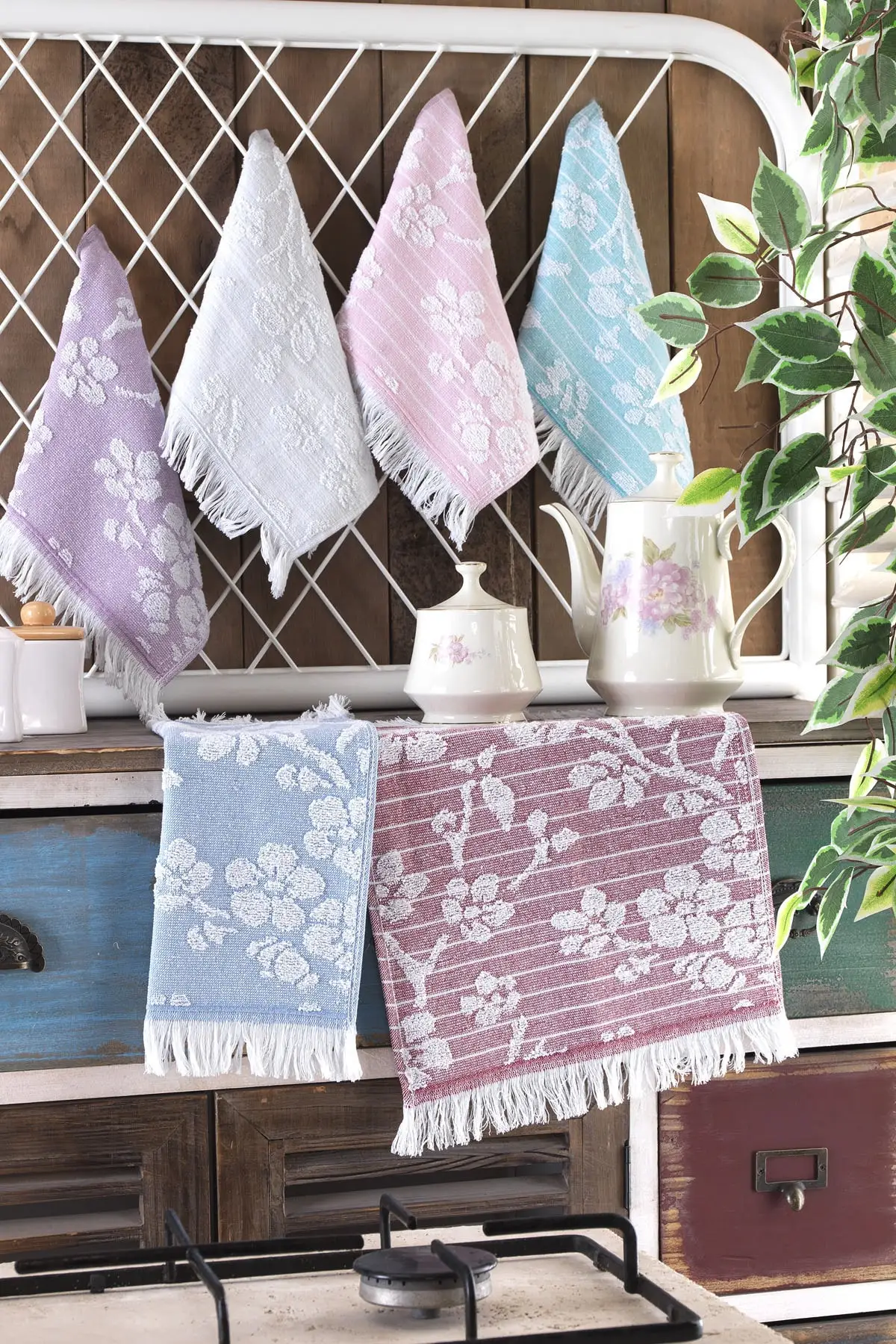 Emboss Cotton 12 Li Hand Towel Set 30x50 cm