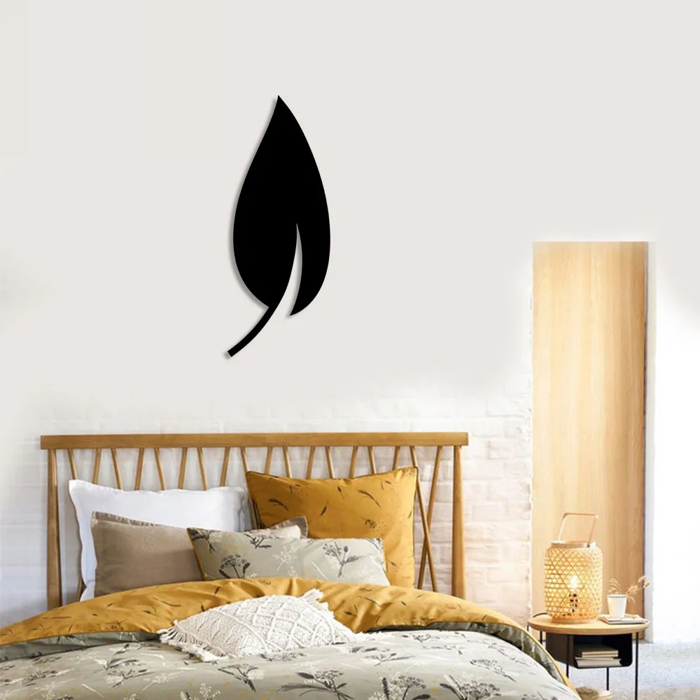 Minimalist Leaf Pattern Wall Room Accessory Wooden Table 50x20cm