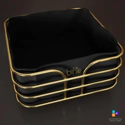 Breadstuff Bread Bin Kitchen Storage Box Luxury Container Metal Basket Multi Purpose Black Stainless Fruit Vessel Modern Gold