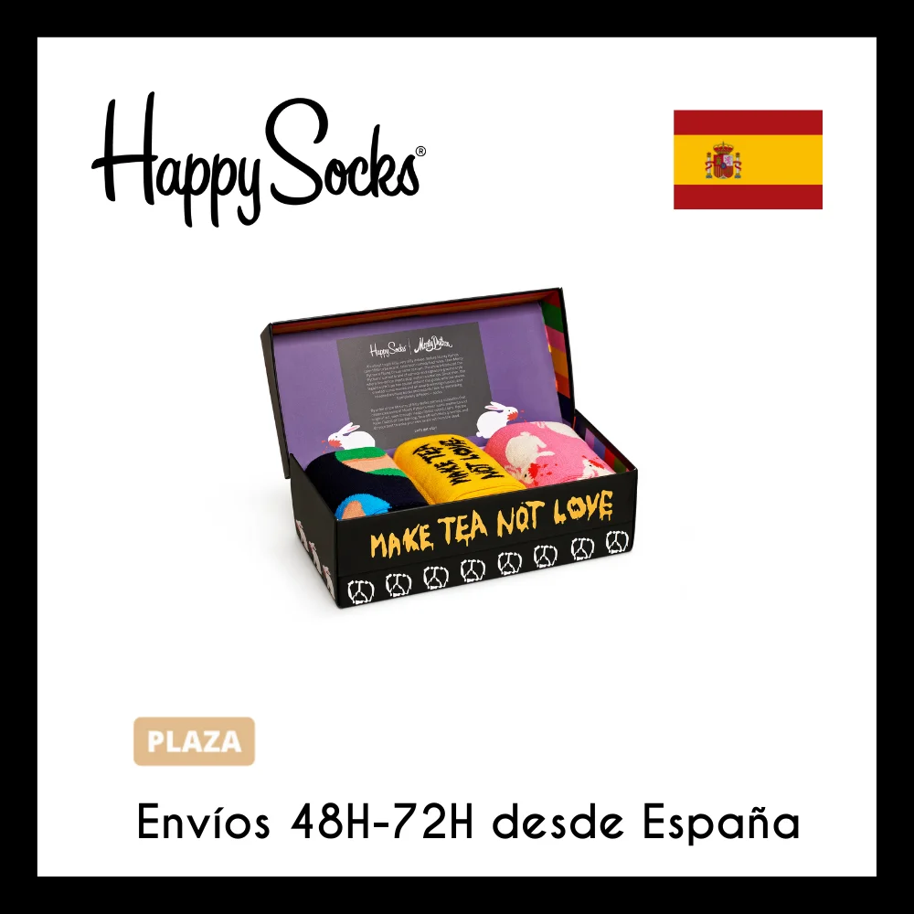 Box 3 Pairs Funny SOCKS HAPPY SOCKS, Edition MONTY PHITON Men's SOCKS and Women's SOCKS, Assorted Colors, ideal Gift Box, Exclusive Design, More Than Cotton 85%. Shipments from Spain