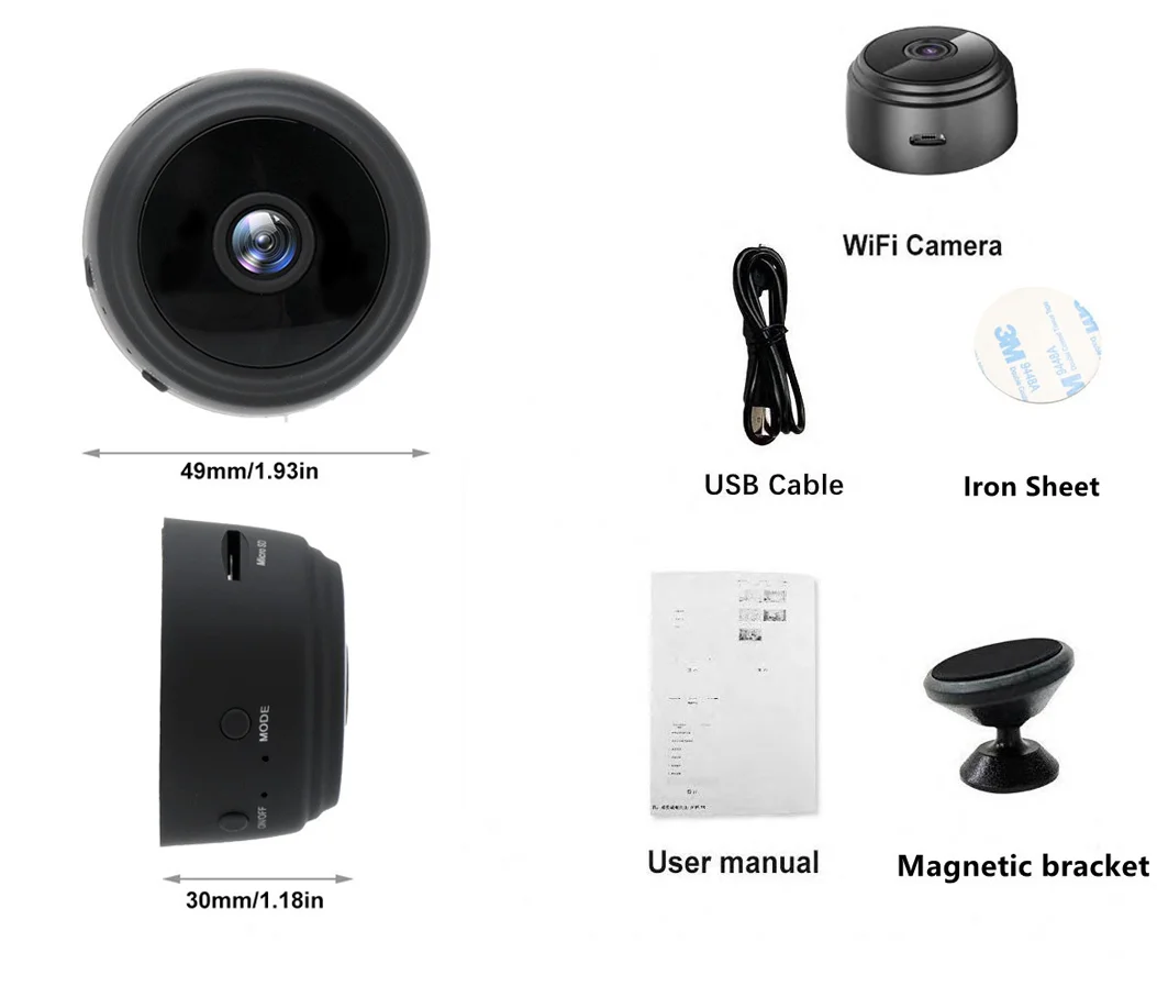 Câmera IP sem fio A9 Mini, segurança doméstica inteligente, magnética, pequena câmera Micro WiFi, 1080P, IR, novo, original