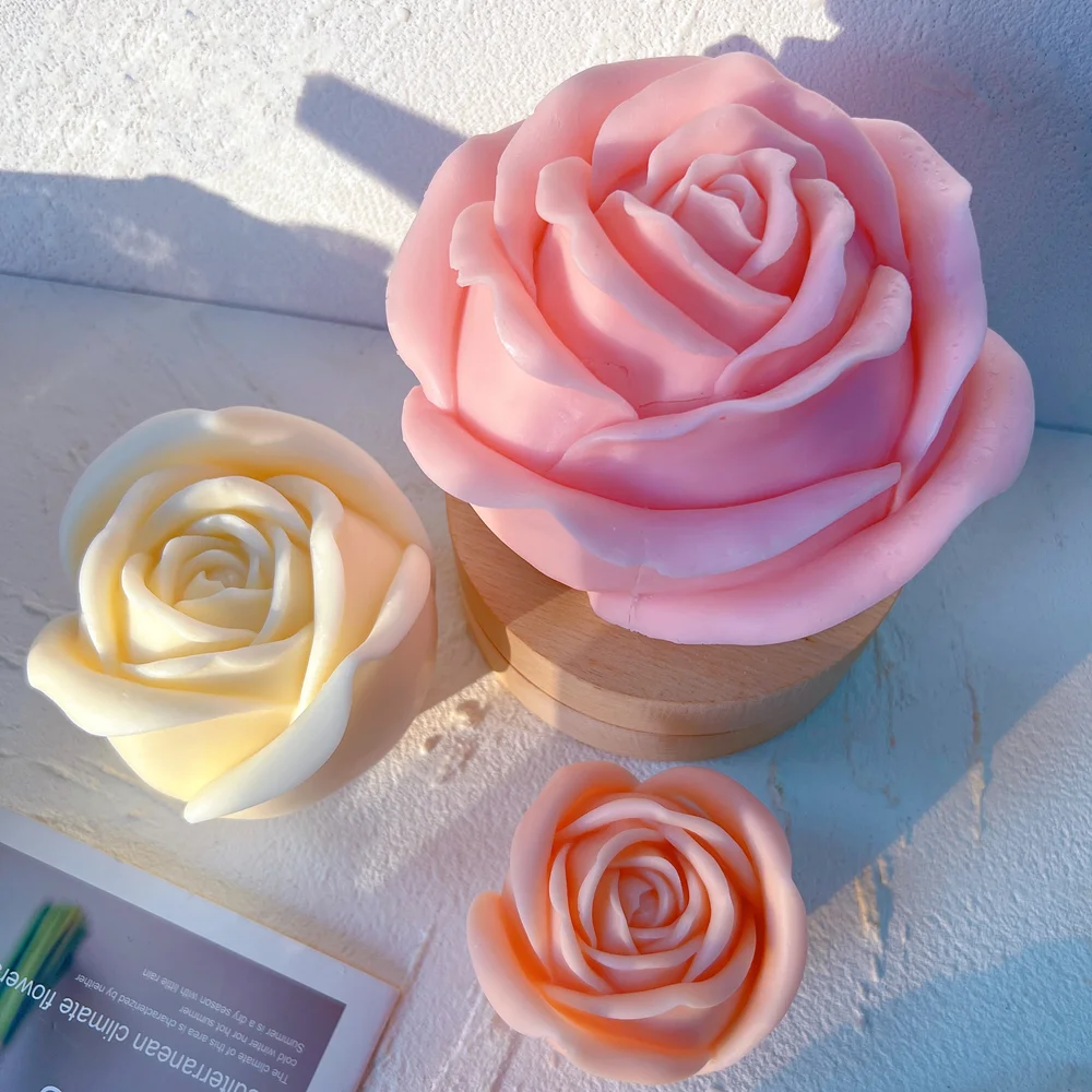 3 Sizes Rose Shaped Candle Mold Valentine\'s Day Gift idea Flower Rose Ball Silicone Mold Home Decor Anniversary Gift