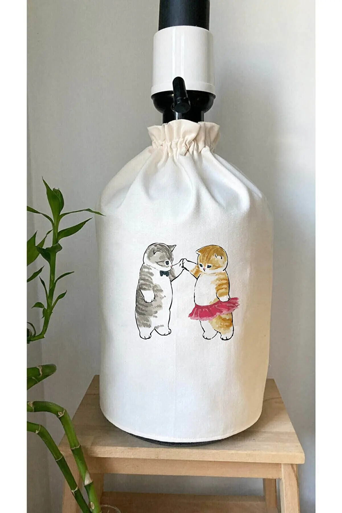 Stable Style Design Black Cream Linen Carboy Cover with Shirring Apparatus Carboy Cover Kitchen Design Carboy Water Storage C