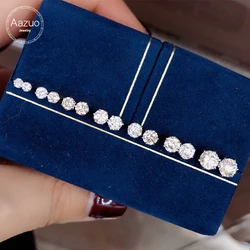 Aazuo Real PT900 Real Diamonds Classic Lovely 6 claws Round Shape Stud Earring For Woman Wedding Engagement Party