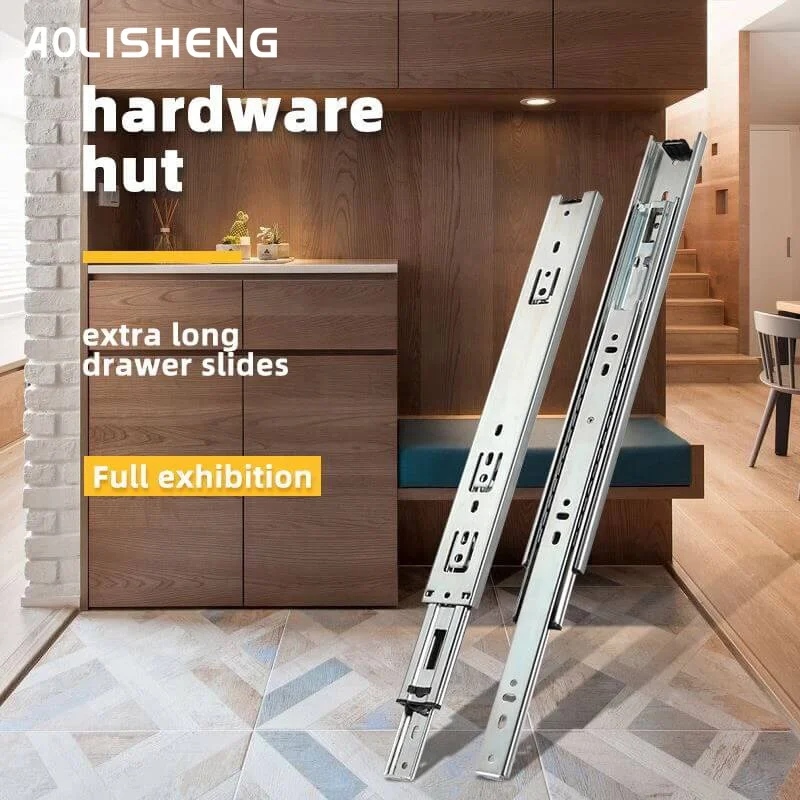 AOLISHENG drawer three section rail thickened drawer slide rail guide cabinet slide