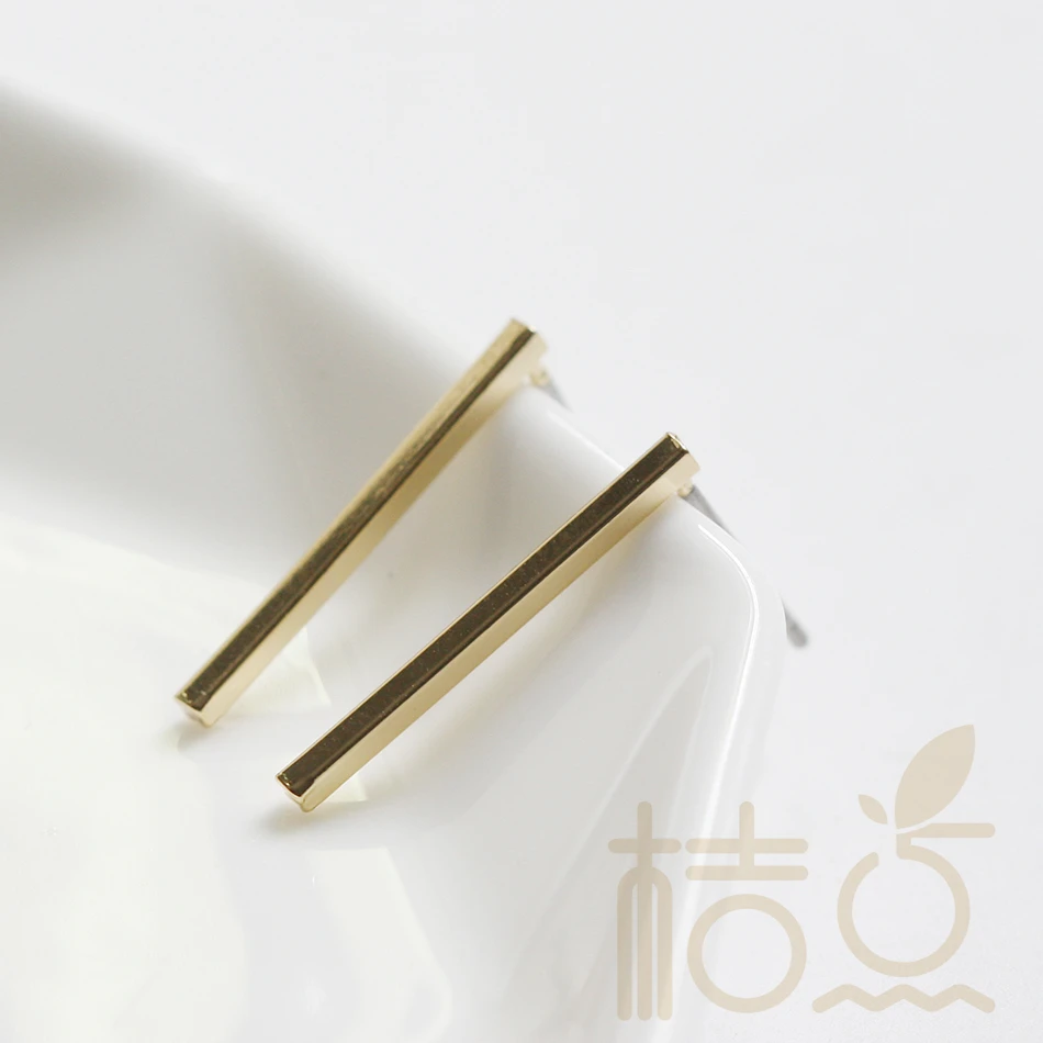 DIY Supply-Brass Base Rectangle Bar Earring Posts With Stainless Steel Pin - 20x1x1mm (4222C)