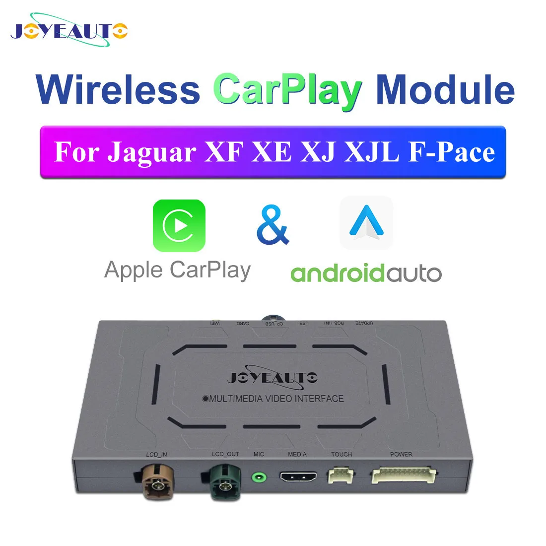 

JOYEAUTO Wireless Apple CarPlay for Jaguar XE XF XJ XJL F-Pace 2012-2018 Android Auto CarPlay Module Mirroring Front Rear Camera