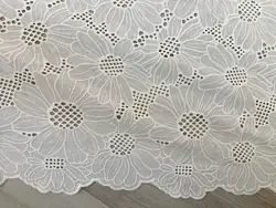 Off White Cotton Eyelet Lace Fabric With Sunflower Cotton Lace Fabric With Florals For Curtain Home Decors