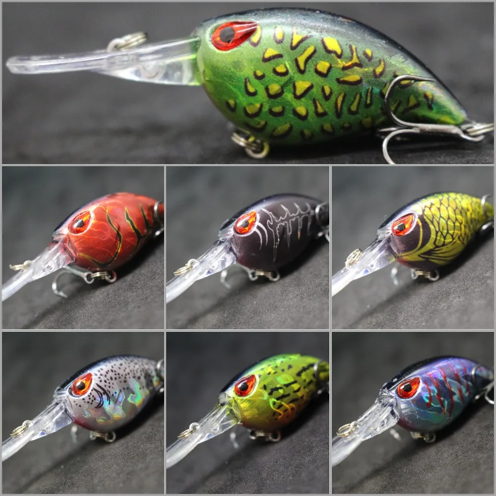 wLure Crankbait Wobble Fishing Lure 6cm 5g Deep Diving Tight Action Fresh Water Hard Bait Floating 8# Hooks Insect Bait C770