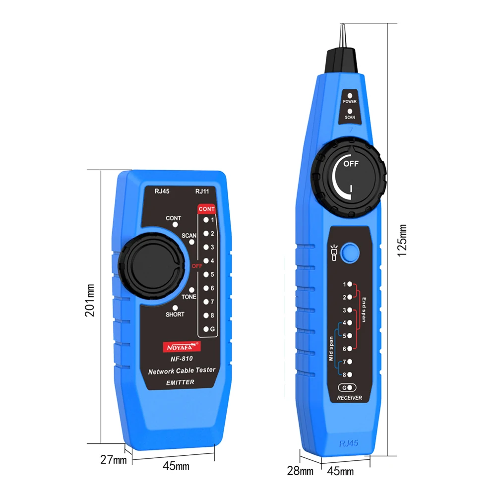 Imagem -02 - Noyafa Nf810 Rj45 Testador de Fio de Telefone Localizador Toner Ethernet Lan Cabo de Rede Tester Linha Anti-interferência Finder