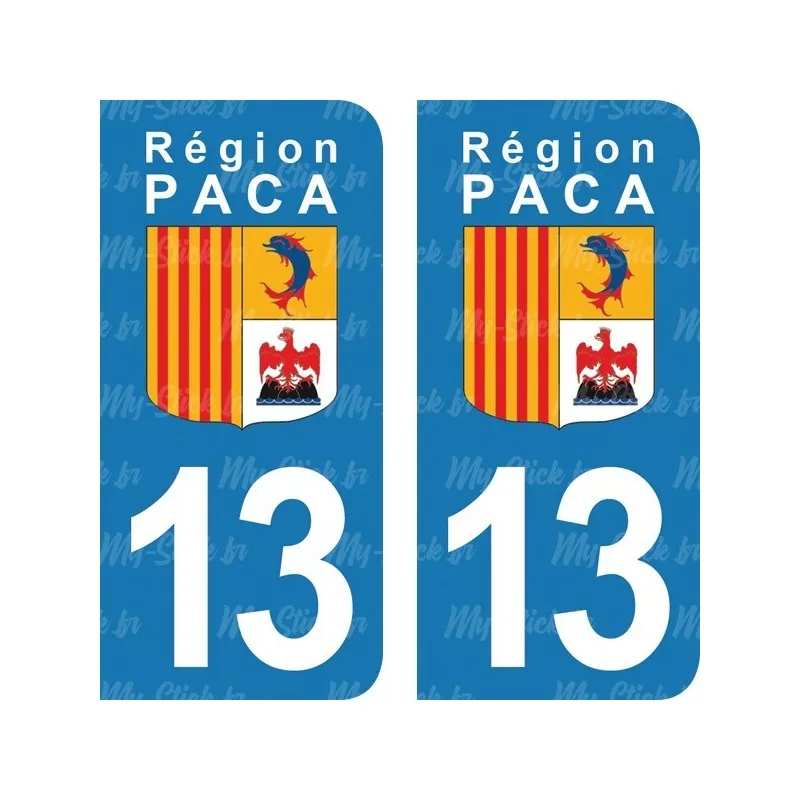 Registration plate sticker Department 13 of the mouths of the Rhône for car in blue or black background