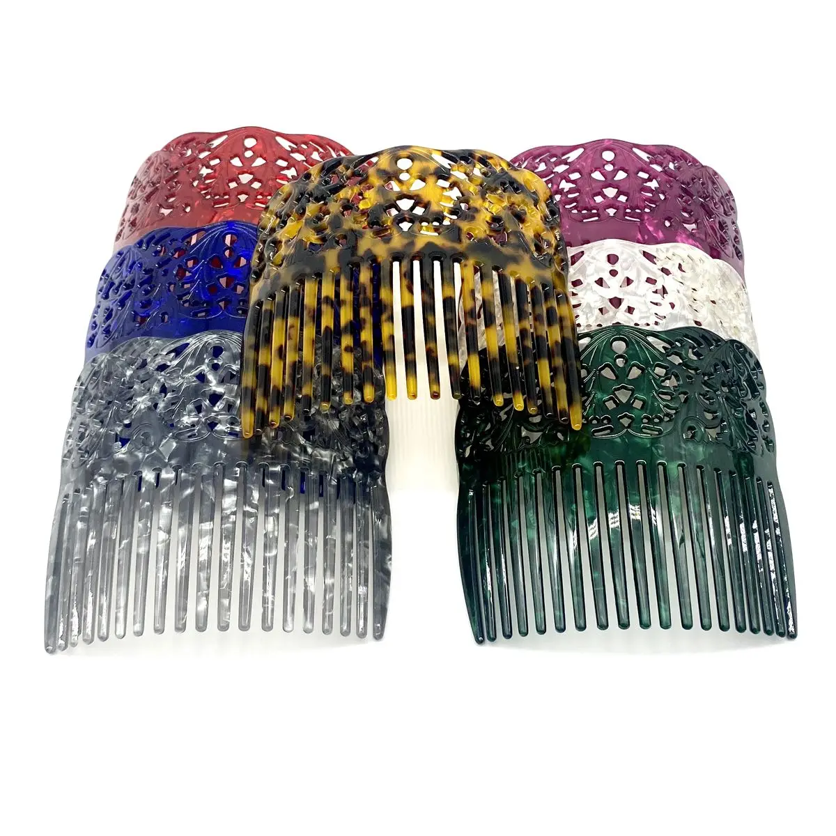 

2022 New Crown Carved Design Hair Combs Acrylic Shell Material Polynesian Styles With 7 Hot Colors