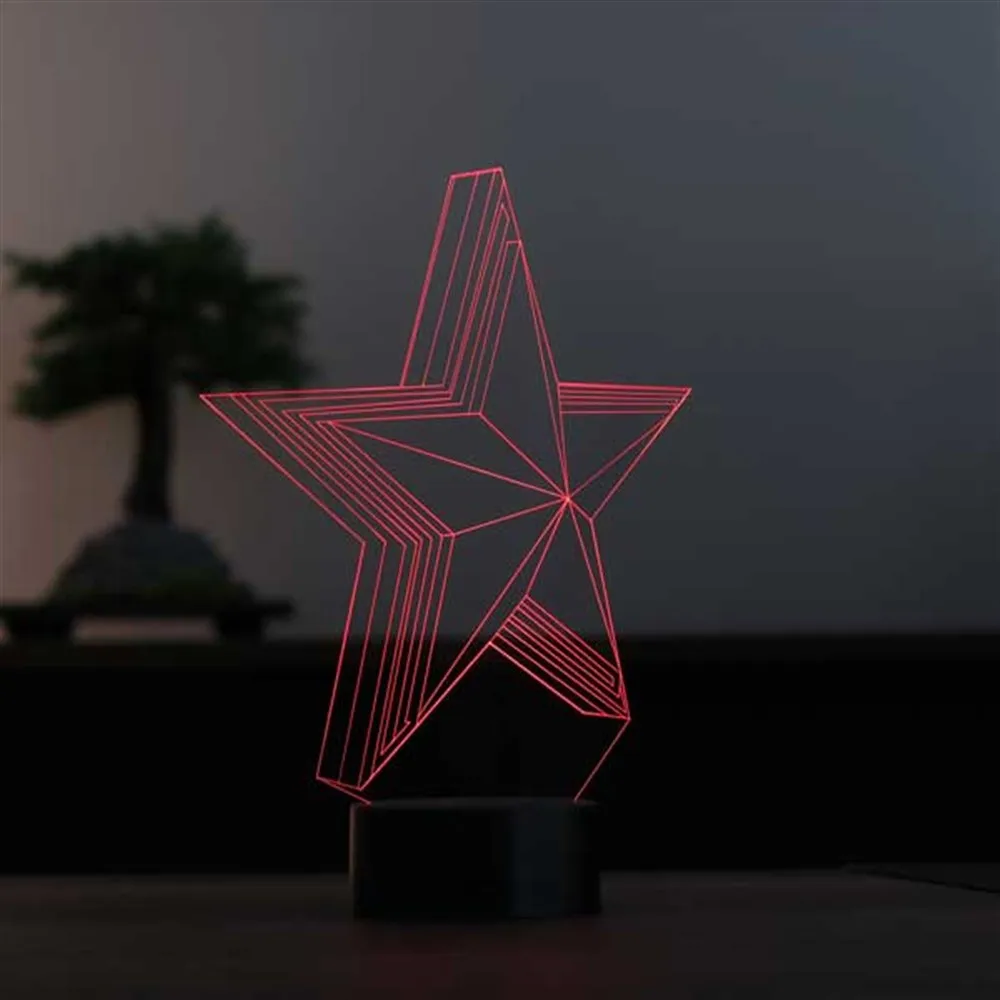 3D Led Light Star Acrylic Table Lamp 7 Diffrent Light Color USB and Touch Button Control Birthday Special Day Gift for Couples Room Decor Anime Wedding Stranger Things Led Lights Wedding Decoration Nightlights Bedroom