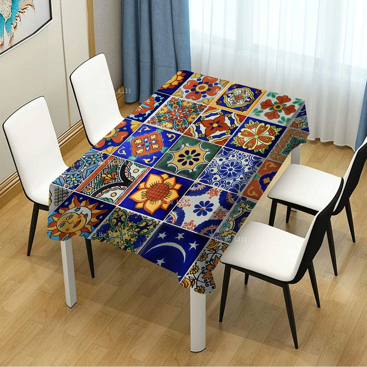 Colorful Tradicion Taravella Mexican Tiles Floral Designs Water Resistant Rectangle Tablecloth By Ho Me Lili Tabletop Decor