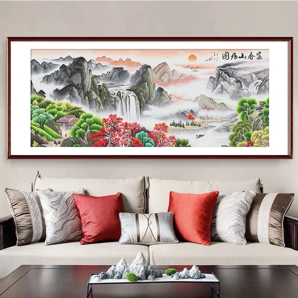 The Scenery of Dwelling in the Fuchun Mountains Stamped Cross Stitch Kit, 75