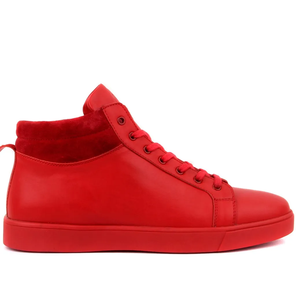 Sail Lakers-Rode Suède Lace-Up Mannen Half Laarzen