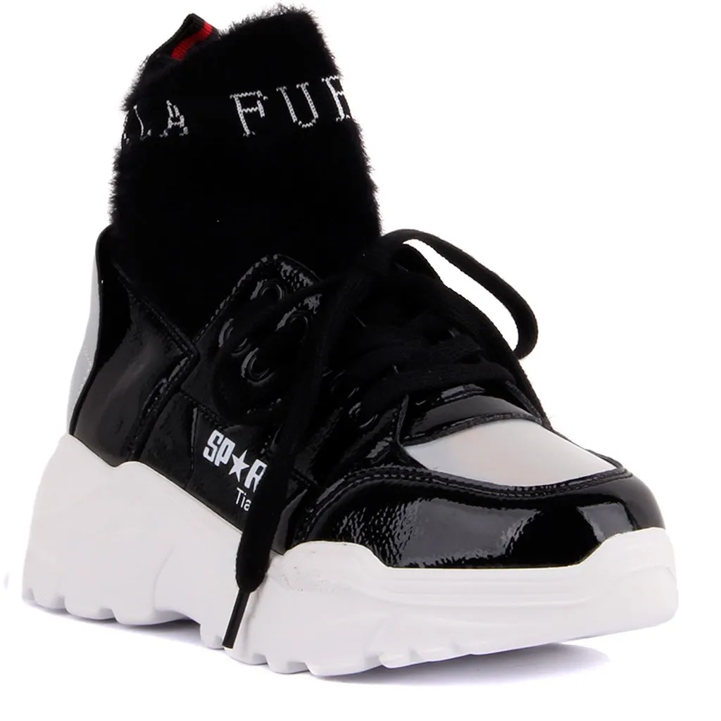 Botas femininas de renda preta guja