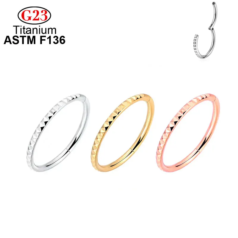 New In G23 ASTM F136 Titanium Nose Ring Side Round Septum Clicker Ear Tragus Cartilage Helix Lip Piercing Jewelry 8/10/12mm