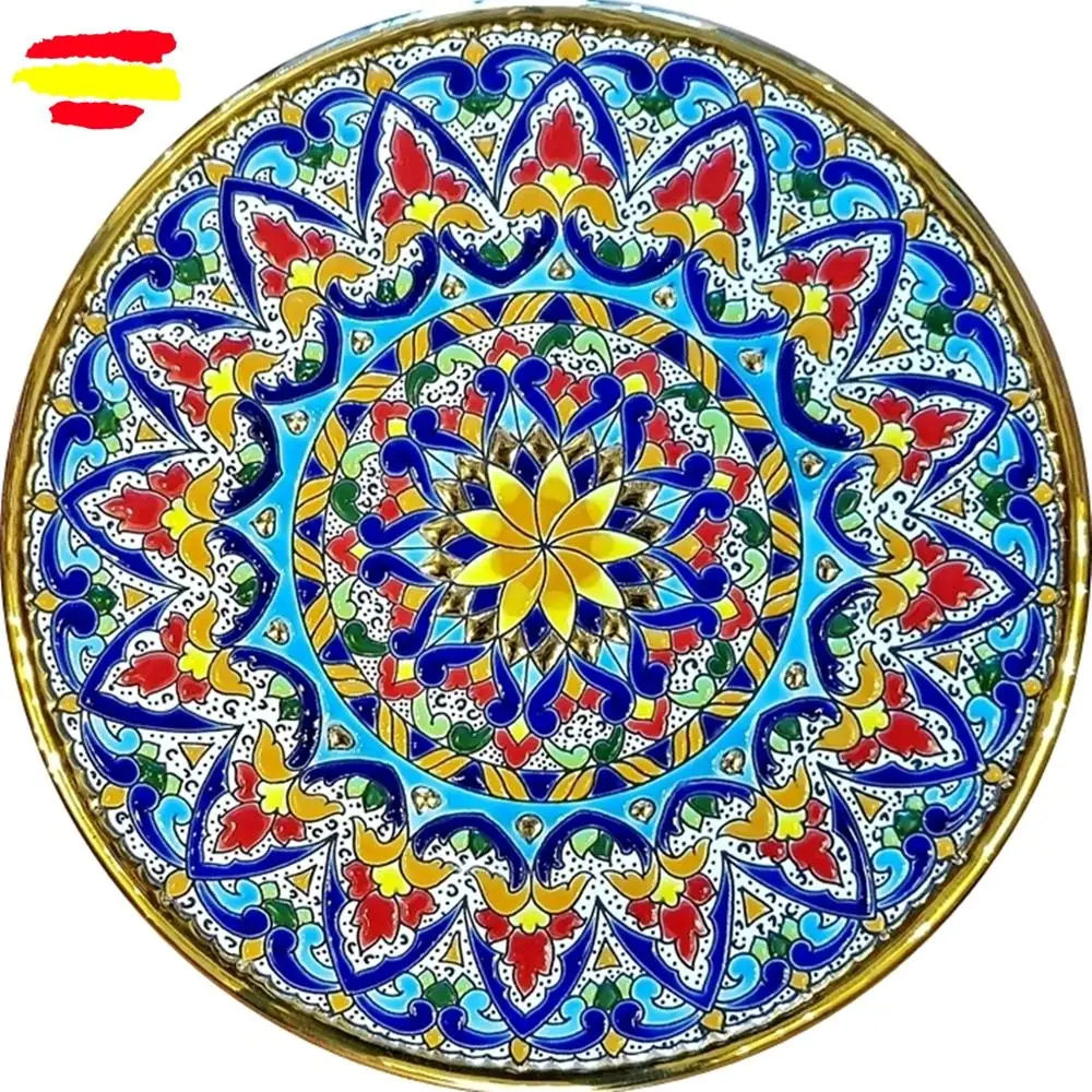 Ceramic plate 24 cm/9,5 inch diameter - Ceramics glazed up handmade - Made in Spain - gold 24k - ARTECER - MIJAS -