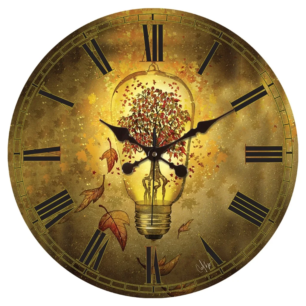 35 cm Wood Mdf Bulb Wall Clock