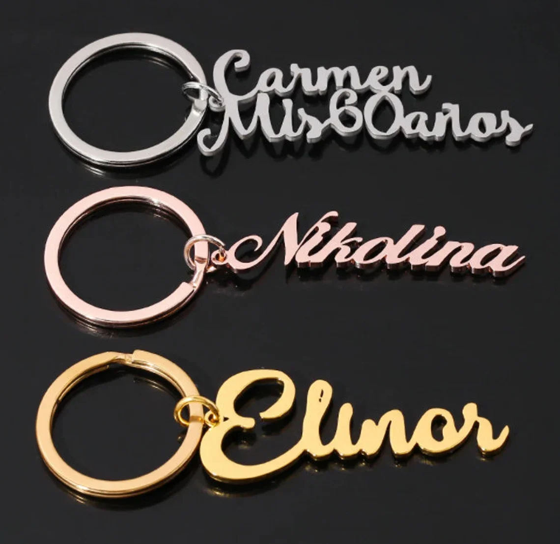 Custom Name Keychain Personalized Vertical Nameplate Pendant Stainless Steel Keyring For Unisex Family Jewelry  Wholesale