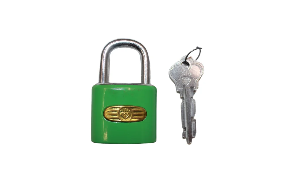 Diamond Brand Vintage Padlock Lock with 2 Keys, Green, Original Collectible