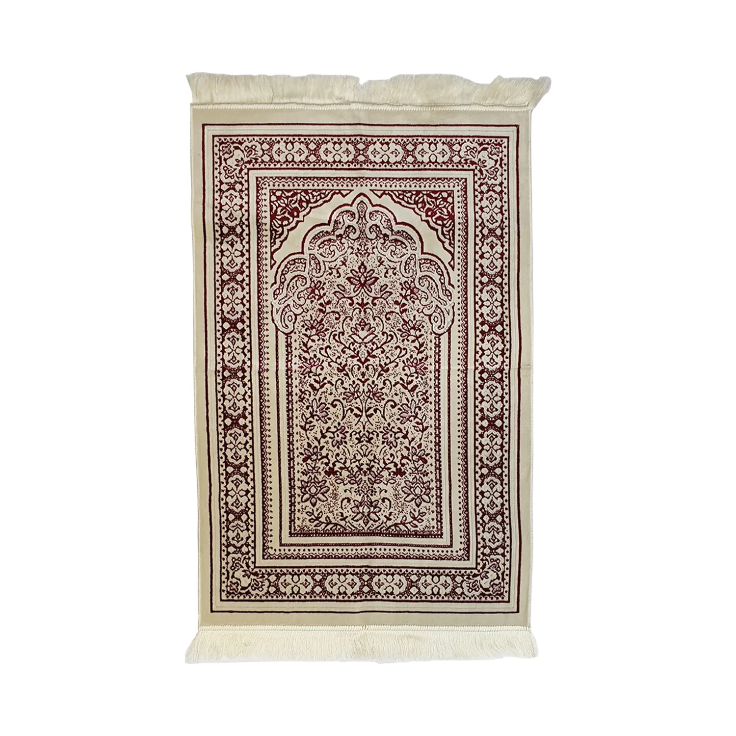 

GREAT GIFT MAROON COLOR Mihrab Velvet Prayer Rug MUSLIM PASY TO USE EASY TO USE.