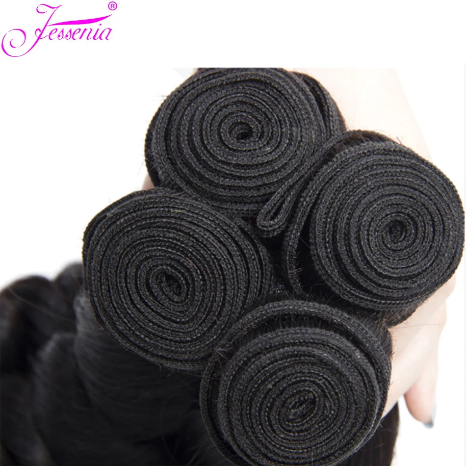 Loose Wave Brazilian Hair Weave Bundles, 100% cabelo humano, preto natural, profundas extensões de cabelo virgem, 1 pc, 3 pcs, 4 pcs