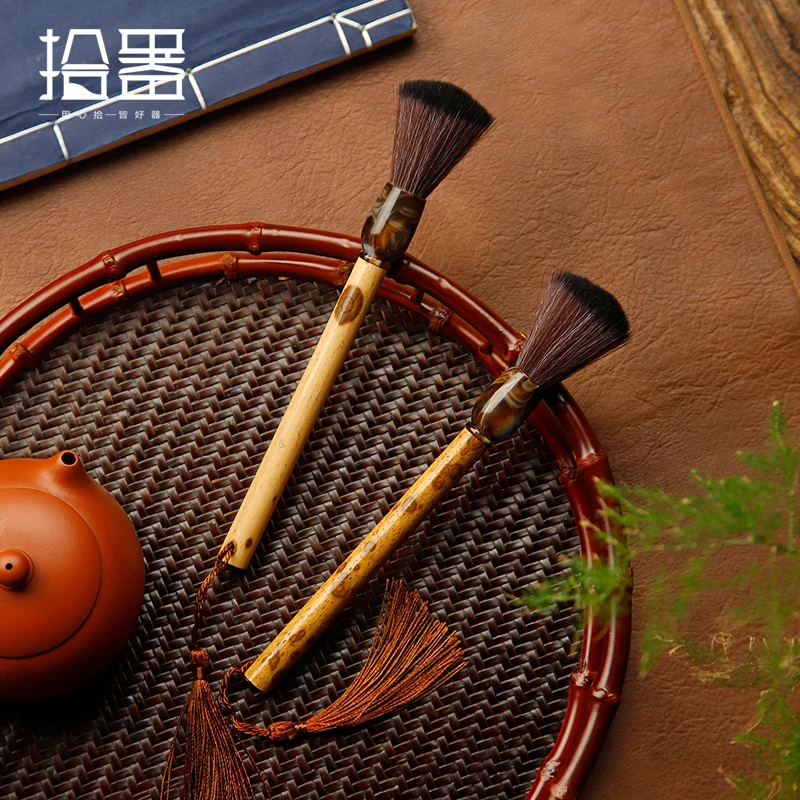 

Plum Deer Bamboo pot pen natural tea brush can't shed hair ox horn pot brush sweep tea tray Kung Fu tea set parts