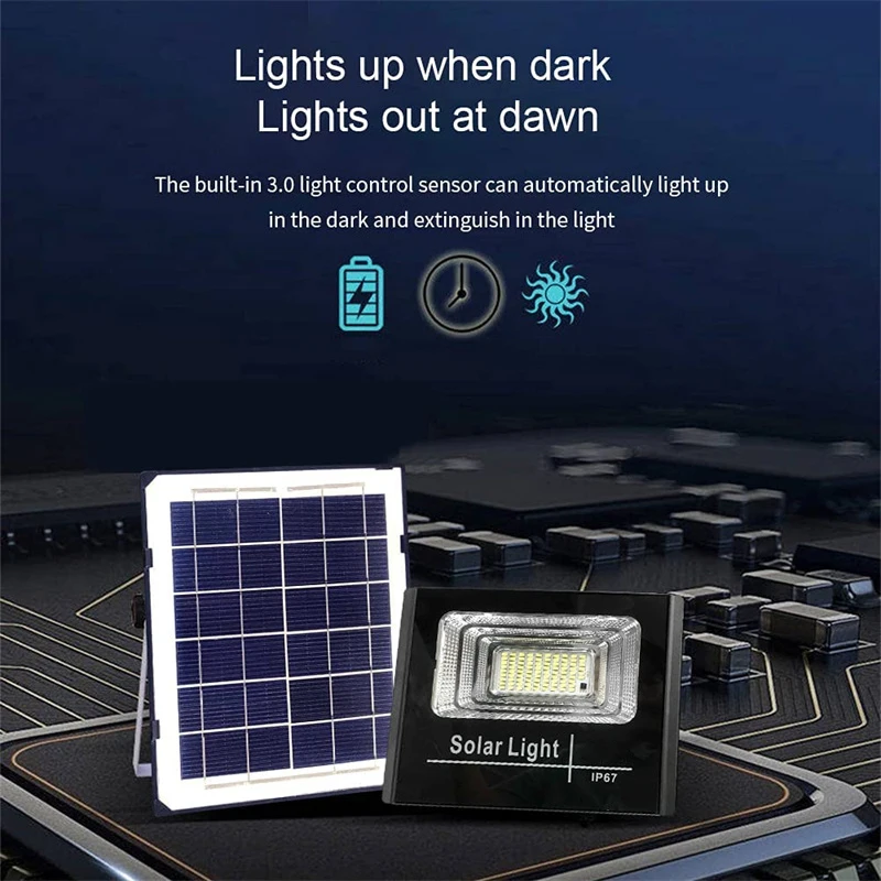 Luz de inundación Solar para exteriores, luces LED de seguridad impermeables IP67 con Control remoto, para porche, garaje y jardín